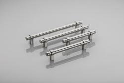 Steel handle TRIEST C=96mm brushed steel - zamak feet