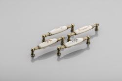 Porcelain handle 728B C=96mm antique brass B-autumn rose 1208965694 - Set of 7