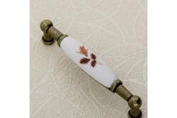 Porcelain handle 728B C=96mm antique brass B-autumn rose