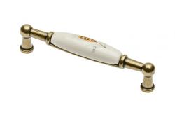 Porcelain handle 728B C=96mm antique brass K-wheet 1208965695 - Set of 7
