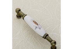 Porcelain handle 728B C=96mm antique brass K-wheet