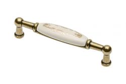 Porcelain handle 728B C=96mm antique brass X-gold ornament 1208965697 - Set of 7