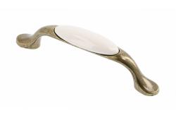 Porcelain handle 728P C=96mm antique brass 0-without drawing 1208965698 - Set of 6