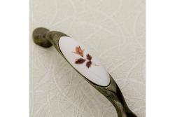 Porcelain handle 728P C=96mm antique brass B-autumn rose
