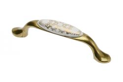 Porcelain handle 728-P C=96mm antique brass C-Orient Gold 1208965702 - Set of 6
