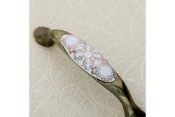 Porcelain handle 728-P C=96mm antique brass C-Orient Gold
