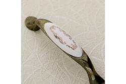 Porcelain handle 728P C=96mm antique brass X-gold ornament