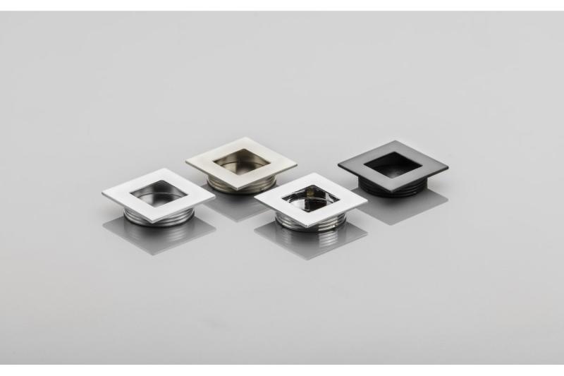 Zamak-greepplaatje B226, vierkant, zwart, 1208965715 - Set van 7