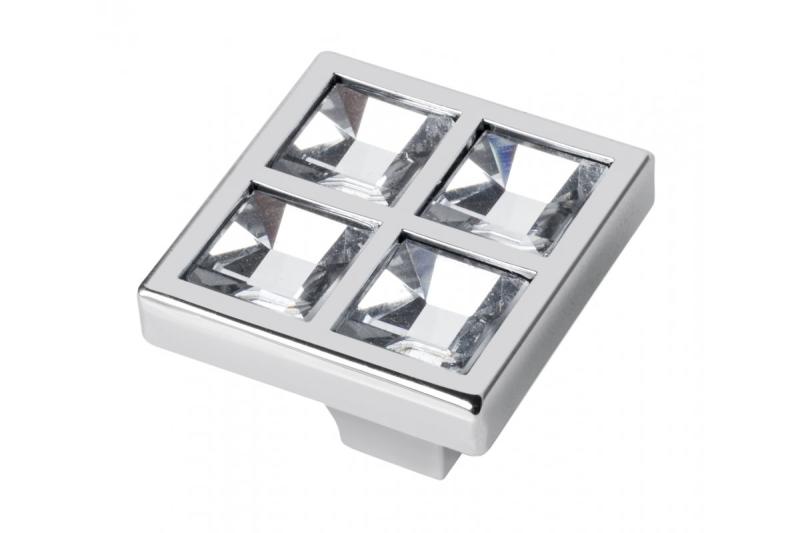 Zamak-knop 02C, l=enkelpunts, chroom 1208965724 - Set van 3