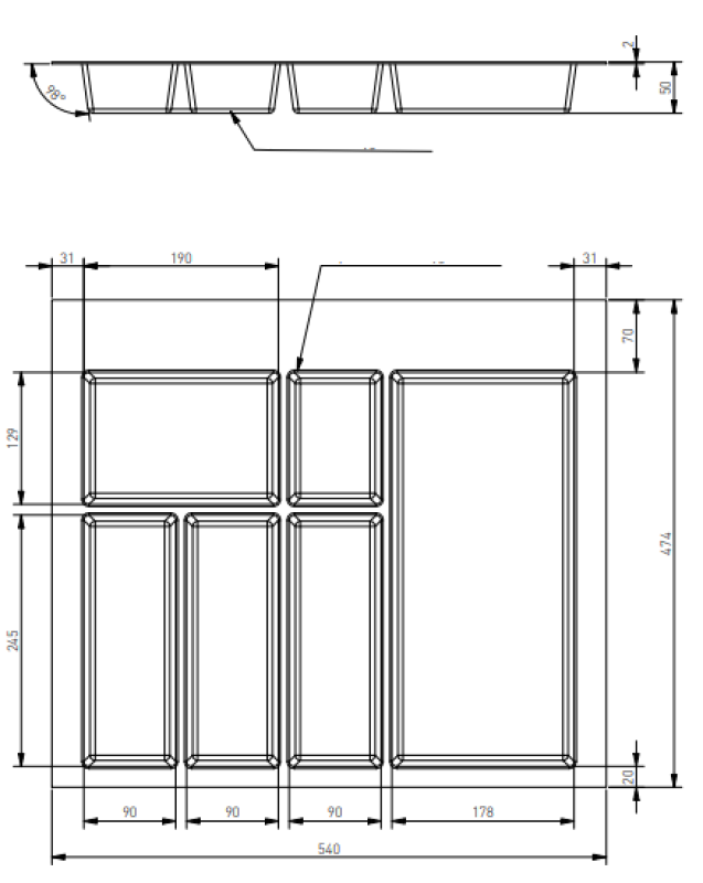 Decor Cutle Bestekbakken Inzet voor Keukenlade 600 Wit 1208966377 - Set van 2