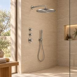 Aquanello Eterna Thermostatic Flush-Mount Shower Set 30 cm Rain Shower Stainless Steel ET-S-SET1-3-02