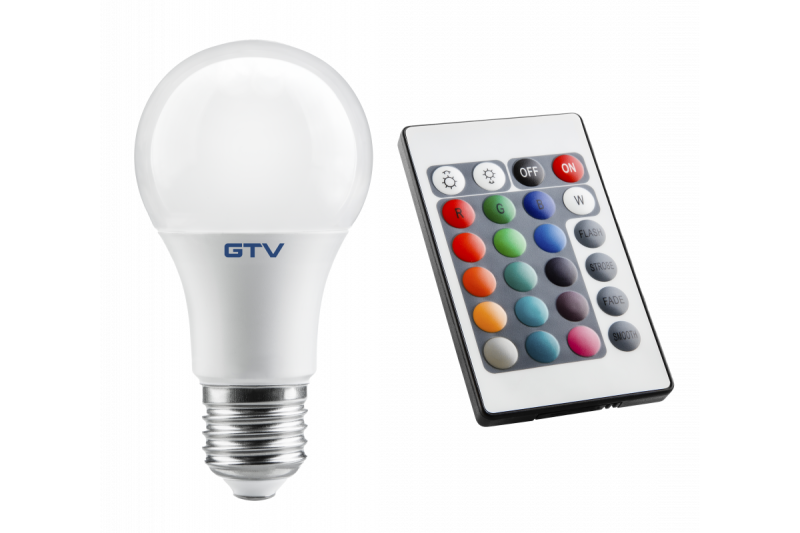 LED-lichtbron, RGBW, A-G, 3000K, A60, E27, 9W, AC 220-240 V, 200°, 830 lm, 78 mA, RGBW-afstandsbediening 1208966961 - Set van 2