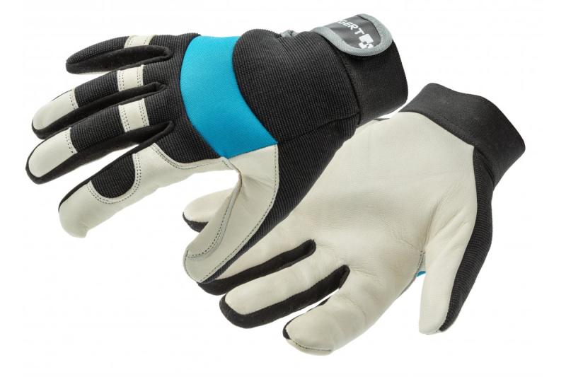 STOR mechanische leren handschoenen (geitenleer) zwart/blauw 10 - Set van 2