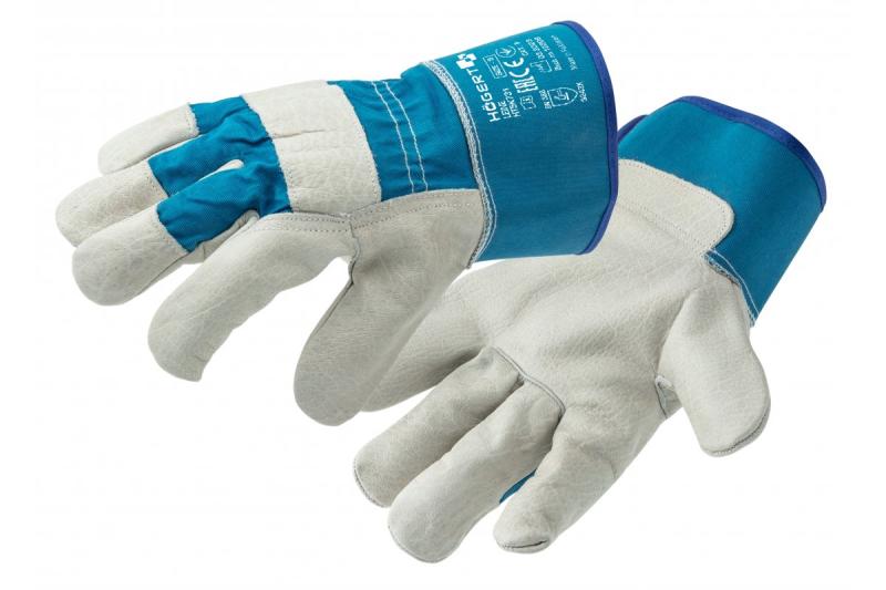 LEINE beschermende handschoenen, Canadees (rundleer), blauw, maat 9 - Set van 3