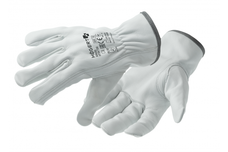 KINZIG Driver leren handschoenen (geitenleer) wit 8 - Set van 4