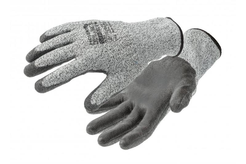 FUHSE snijbestendige beschermhandschoenen met PU-coating, grijs/zwart, maat 11 - Set van 4
