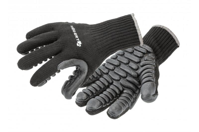 BROL trillingsdempende beschermhandschoenen met PU-coating, zwart, 10 stuks - Set van 2
