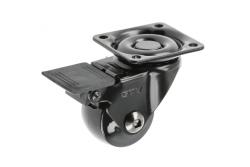 Meubelrol GTV CALIBRO, H=50,5 mm, fi35 mm, met rem, kunststof + staal, zwart - Set van 5