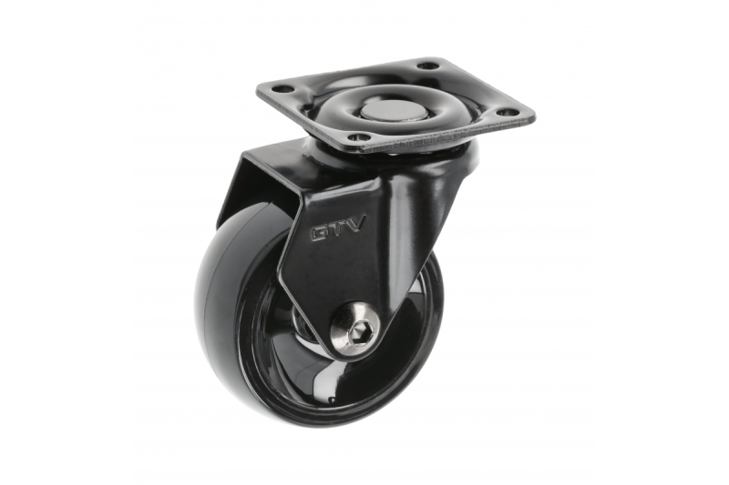 Meubelrol GTV CALIBRO, H=64 mm, dia. 50 mm, zonder rem, kunststof + staal, zwart - Set van 5