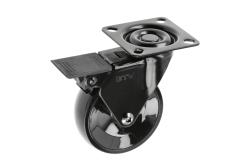 Meubelrol GTV CALIBRO, H=97 mm, fi75 mm, met rem, kunststof + staal, zwart - Set van 2