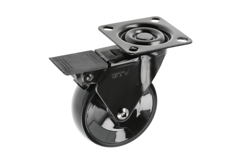 Meubelrol GTV CALIBRO, H=97 mm, fi75 mm, met rem, kunststof + staal, zwart - Set van 2