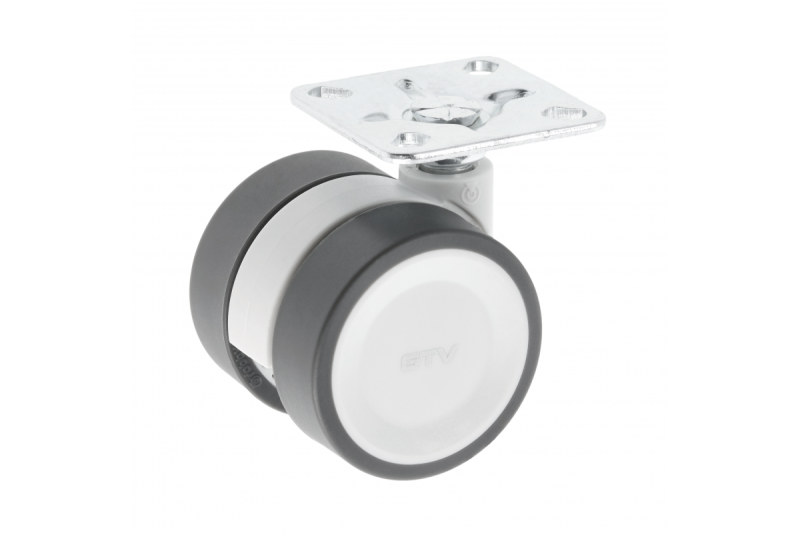 Meubelrol GTV CIRCO, H=61,5 mm, fi50 mm, zonder rem, kunststof + staal, grijs + lichtgrijs - Set van 4