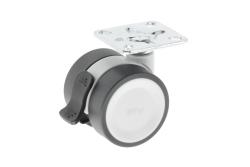 Meubelrol GTV CIRCO, H=61,5 mm, fi50 mm, met rem, kunststof + staal, grijs + lichtgrijs - Set van 4