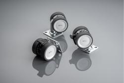 Meubelrol GTV CIRCO, H=61,5 mm, fi50 mm, met rem, kunststof + staal, grijs + lichtgrijs - Set van 4