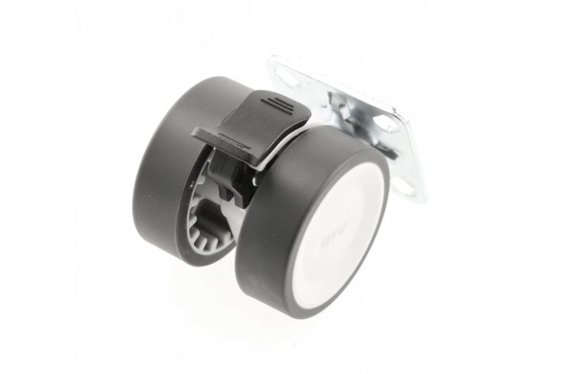 Meubelrol GTV CIRCO, H=61,5 mm, fi50 mm, met rem, kunststof + staal, grijs + lichtgrijs - Set van 4