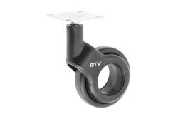 Meubelrol GTV STRADA, H=92,5 mm, dia. 60 mm, zonder rem, kunststof + staal, zwart - Set van 4