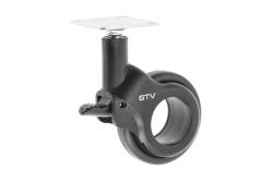 Meubelrol GTV STRADA, H=92,5 mm, diameter 60 mm, met rem, kunststof + staal, zwart - Set van 4