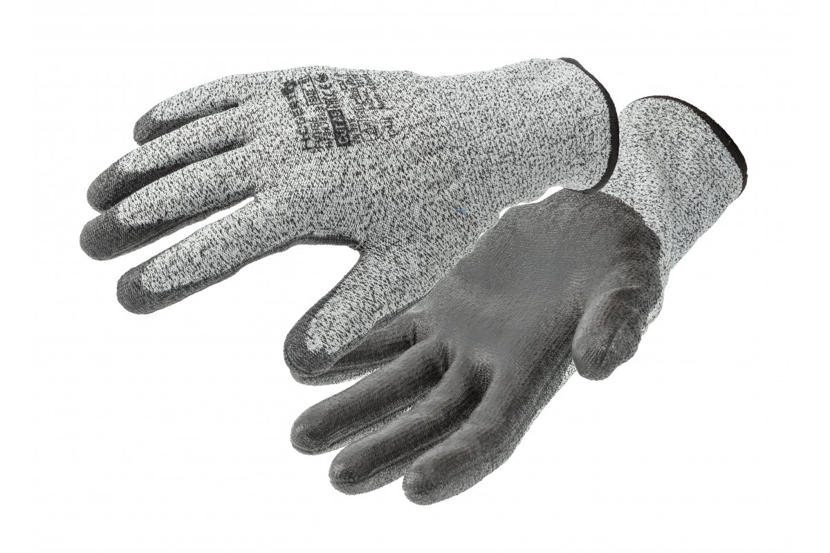 Gants de protection contre les coupures FUHSE à revêtement en polyuréthane, gris/noir, taille 8 - Lot de 4