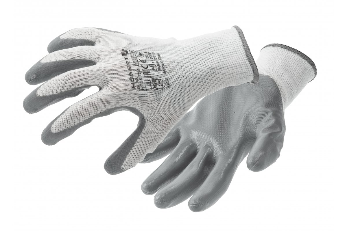 Gants de protection GLAN enduits de nitrile, blancs/gris clair (12 paires/paquet) 8 - Lot de 2