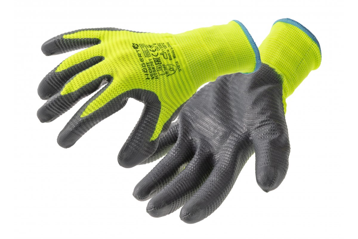 Gants ondulés VECHTE enduits de nitrile, vert/gris clair, taille 8 - Lot de 14