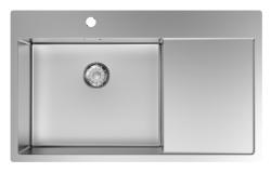 Pure.Sink Comfort RVS spoelbak met afdruipgedeelte Licht gebogen hoek en een rand 86x52 cm Tapwing links PCM5086LT-02