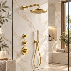 Aquanello Eterna Thermostatische Inbouw Doucheset 20 cm Regendouche Goud ET-S-SET1-1-60-marble