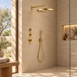Aquanello Eterna Thermostatische Inbouw Doucheset 30 cm Regendouche Goud PVD ET-S-SET1-3-60-japandi