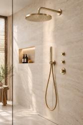 Aquanello Eterna Thermostatische Inbouw Doucheset 30 cm Regendouche Goud PVD ET-S-SET1-3-60-travertin