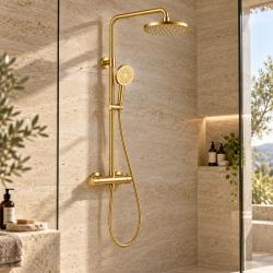 Aquanello Eterna Thermostatische Douchekolom 20 cm Regendouche Goud ET-S-SET10-1-60