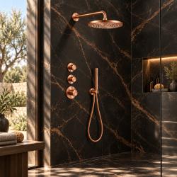 Aquanello Eterna Thermostatische Inbouw Doucheset 25 cm Regendouche Koper PVD ET-S-SET1-2-62-black-marble