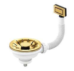 Pure.Sink Universal Gold Drain Plug Set Sink Drain Set incl. Rectangular Overflow WSTPAN-RT-60