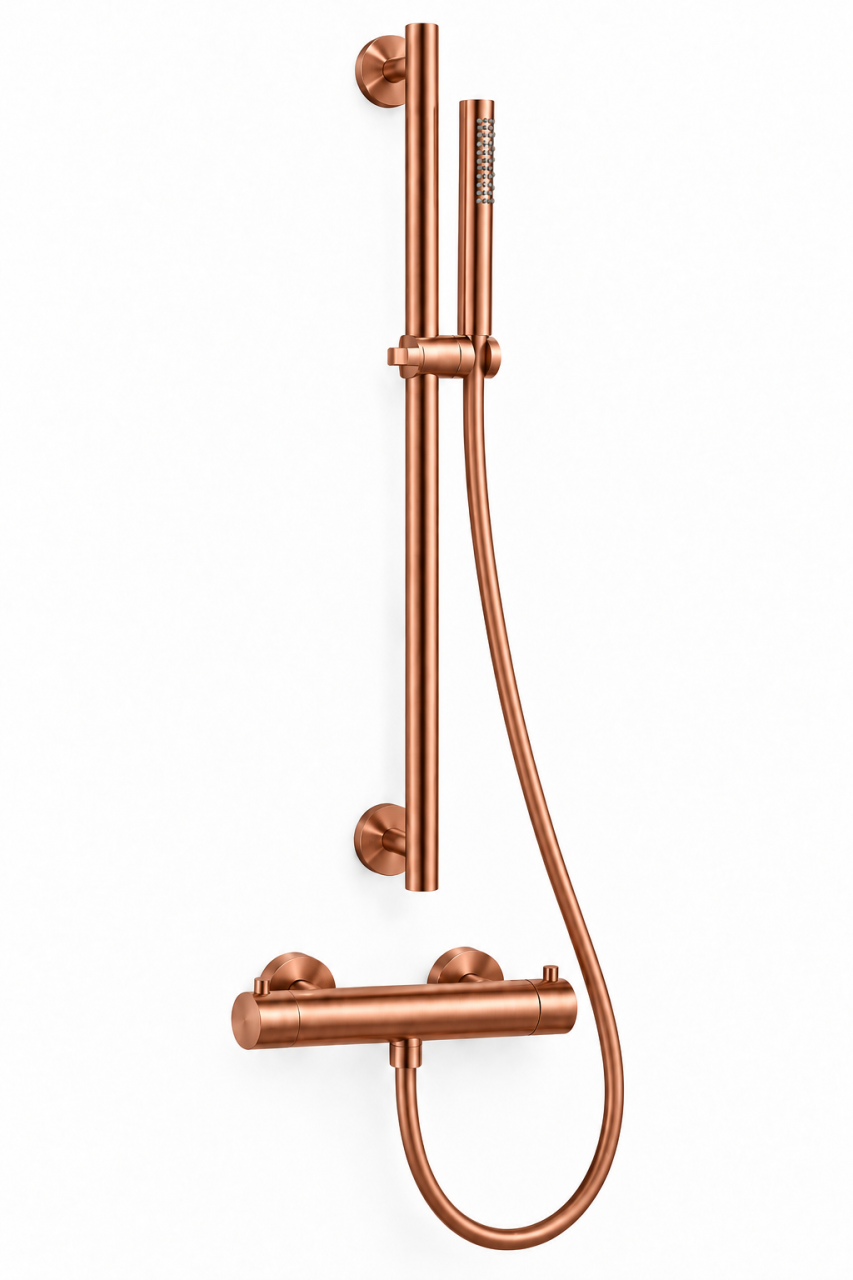 Aquanello Eterna PVD Copper Thermostatic Shower Set with Shower Rod and Handheld Showerhead ET-S-SET9-1-62