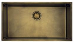 Pure.Sink Luxion Grote PVD Antiek Bronzen spoelbak 74x40 cm onderbouw met bodemrek PLX7440-64