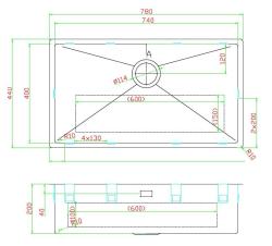 Pure.Sink Luxion RVS spoelbak 74x40 cm onderbouw, vlakinbouw en opbouw PLX7440-02