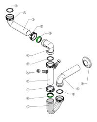 Pure.Sink Universal Siphon ruimte besparende spoelbak sifon voor in de keuken met 2 vaatwasser aansluitingen PRSIF011