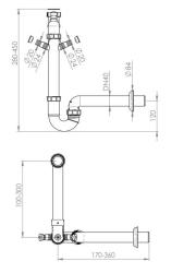 Pure.Sink Universal Siphon ruimte besparende spoelbak sifon voor in de keuken met 2 vaatwasser aansluitingen PRSIF011