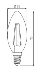 Bombilla Lumiere Decor LED ovalada E14 Filamento blanco cálido 2700K Cristal ahumado 35mm - Juego de 6