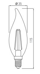Bombilla Lumiere Decor LED E14 vela filamento 1800K Cristal ahumado 35mm - Juego de 5