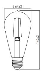 Bombilla Lumiere Decor Edison led E27 Filamento blanco neutro 3000K cristal dorado 64mm - Juego de 4