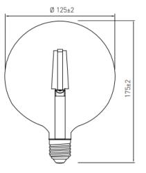 Bombilla Lumiere Decor LED redonda E27 filamento blanco neutro 3000K cristal dorado 125mm - Juego de 3